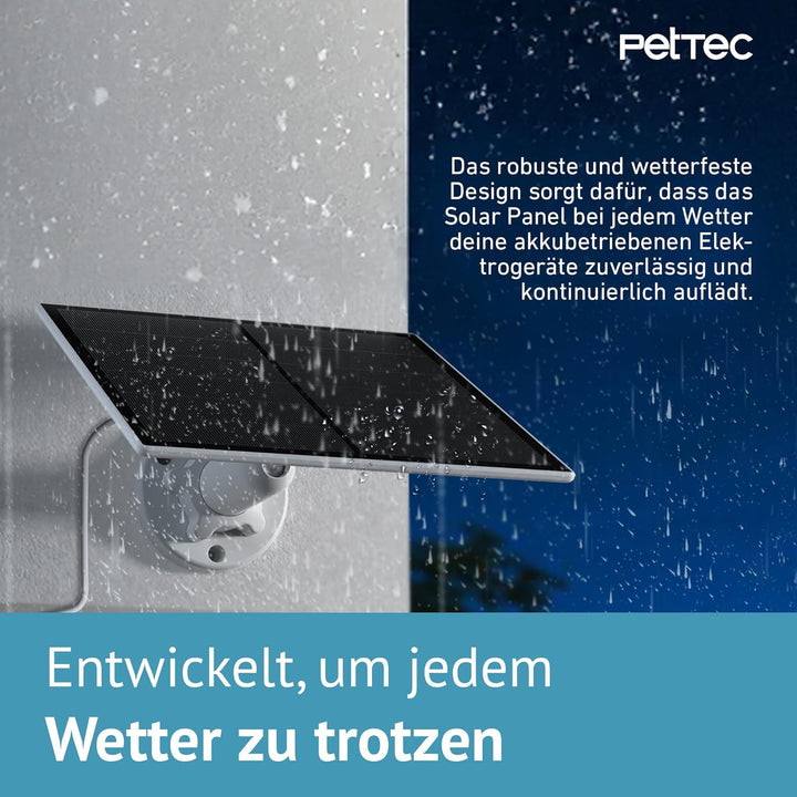 PetTec - Bundels aus Solar Panel für Überwachungskamera aussen und Pet Cam mit LTE - Solarmodul 4,4W