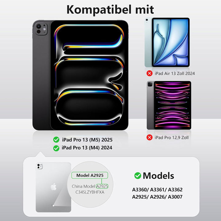 Vobafe Hülle mit Tastatur für iPad Pro 13 Zoll M5/M4 (2025/2024), Multi-Touch Trackpad Hochwertige P