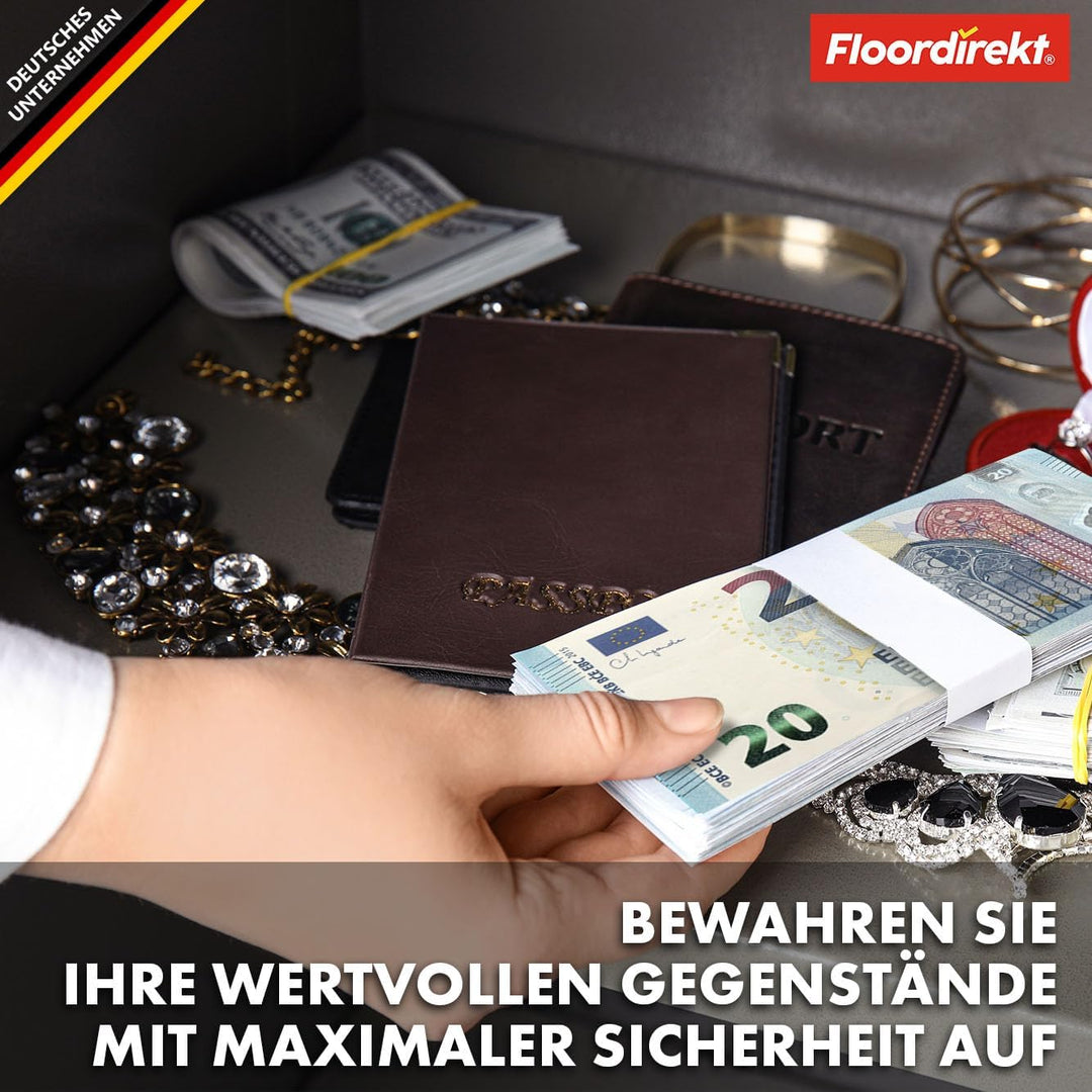 Floordirekt Tresor Grasberg Möbeltresor Safe - 20 x 31 x 20 cm, Anthrazit - elektronisches Zahlensch