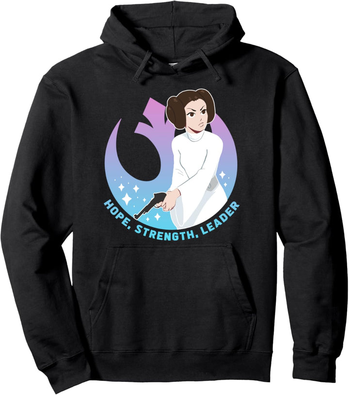 Star Wars Princess Leia Rebel With Strength Poster Pullover Hoodie
