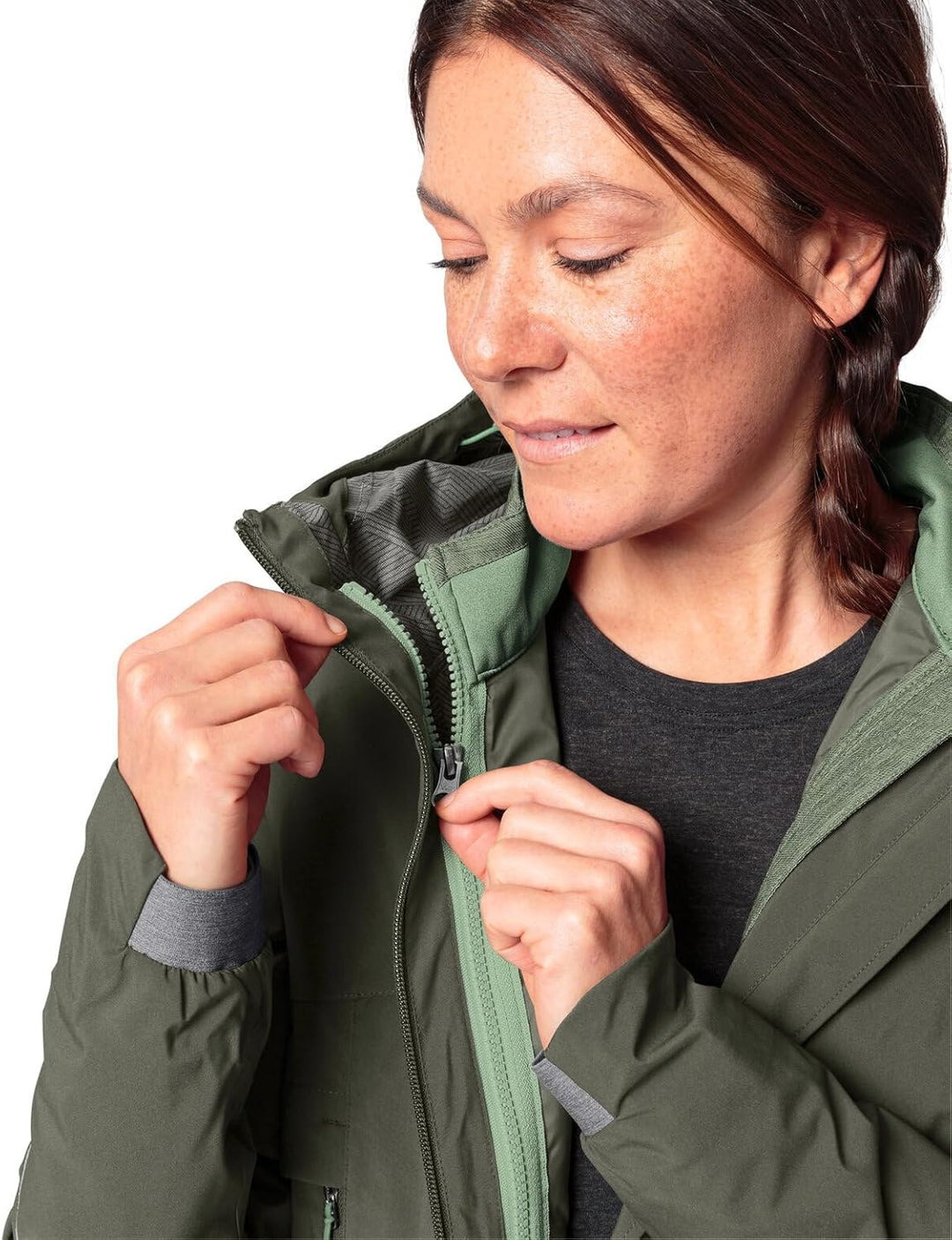 VAUDE Damen Women's Yaras 3in1 Jacket Doppeljacke 36 khaki, 36 khaki