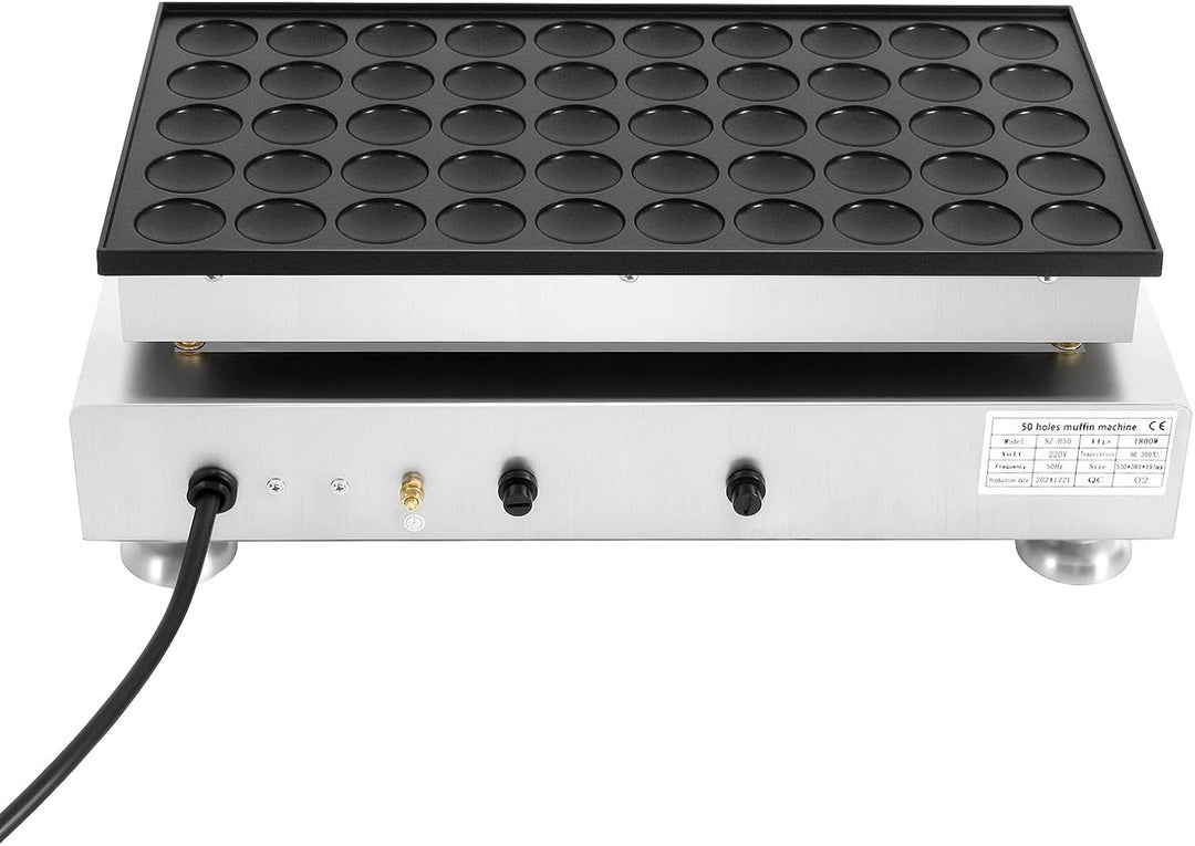 Mini Dutch Pancake Maker 50PCS, Kommerzielle Antihaft-Crepesmaker Maschine 50-300℃ Temp und 0-5 Zeit