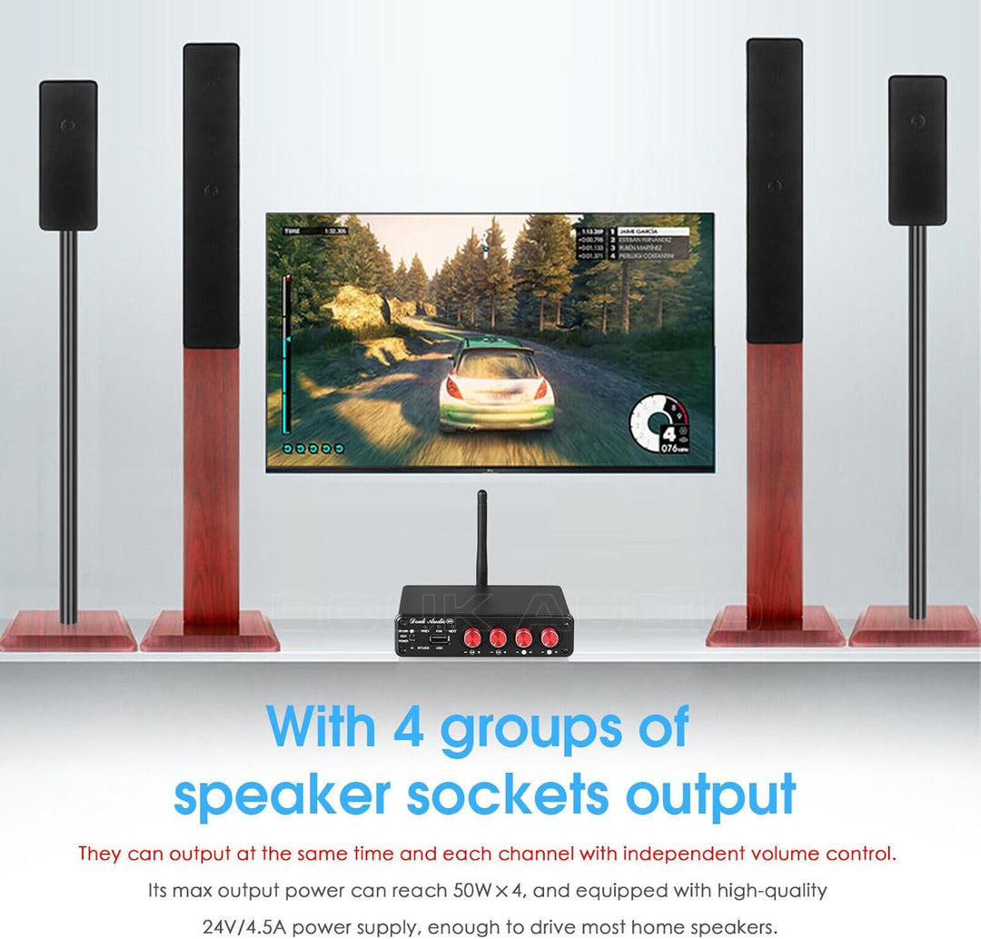 Douk Audio HiFi Bluetooth 5.0 Digital Power Amplifier Stereo 2/4 Channel Audio Verstärker 50W x 4