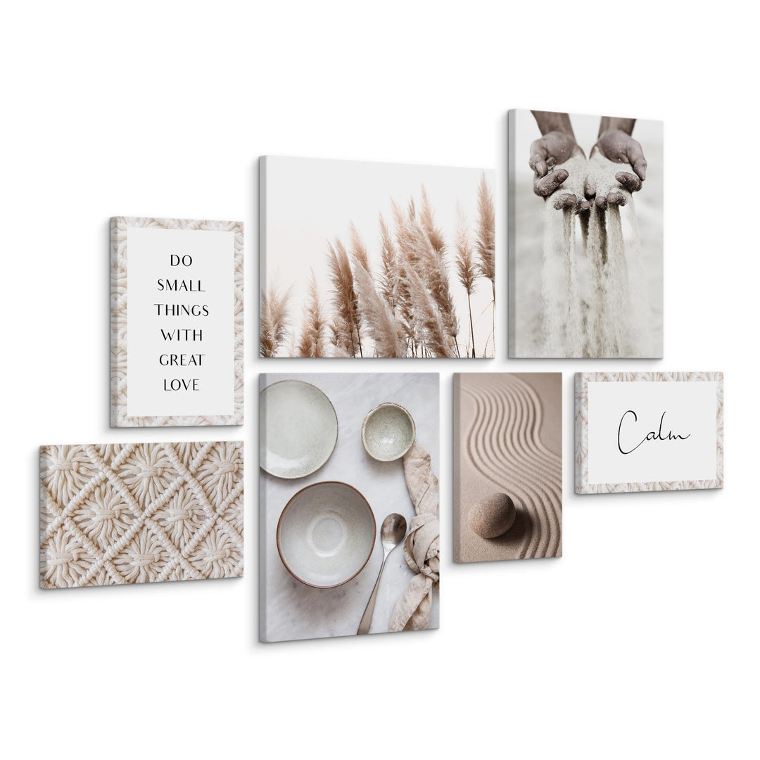 Muralo - Wandbilder Set - Leinwand Bilder Aufhängefertig in Boho Stil - das Leinwandbilder - Bilder