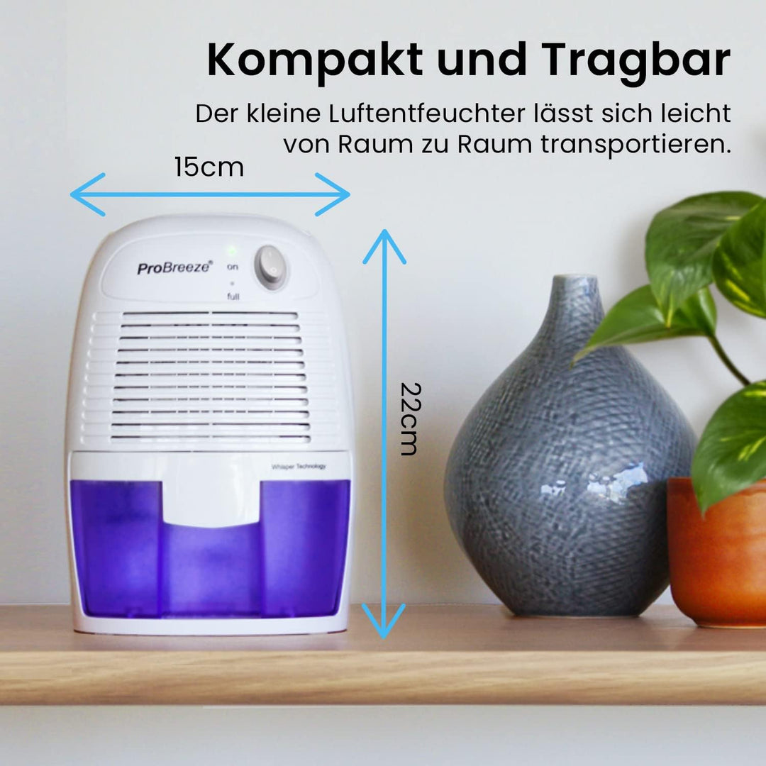 Pro Breeze Luftentfeuchter Mini 500ml Entfeuchter gegen Feuchtigkeit, Schmutz und Schimmel in kleine