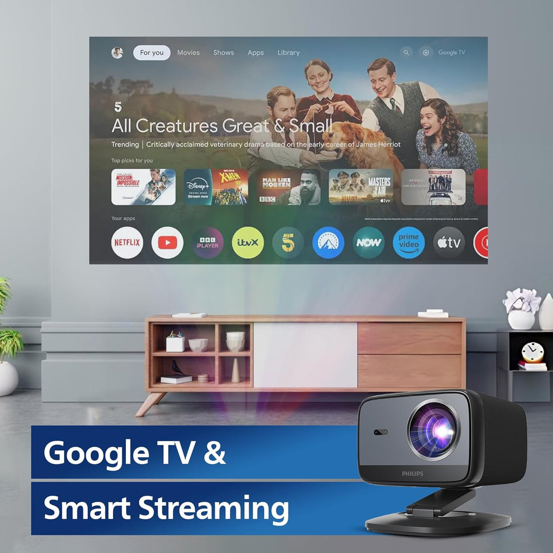 Philips Neopix 450 Smart, 4K-Videoprojektor, Google TV, Native Auflösung 1080p, 500 ANSI-Lumen, Wi-F