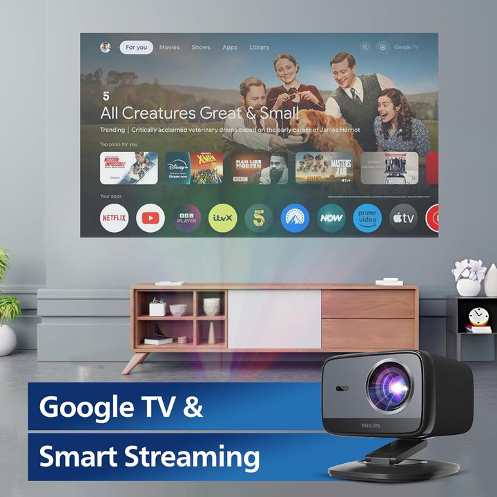 Philips Neopix 450 Smart, 4K-Videoprojektor, Google TV, Native Auflösung 1080p, 500 ANSI-Lumen, Wi-F