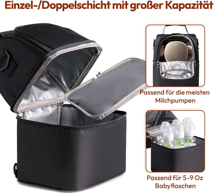 NCVI Muttermilch-Kühltasche mit integrierten Kühlakkus, Isoliertasche für 6 Baby-Flaschen bis zu 150