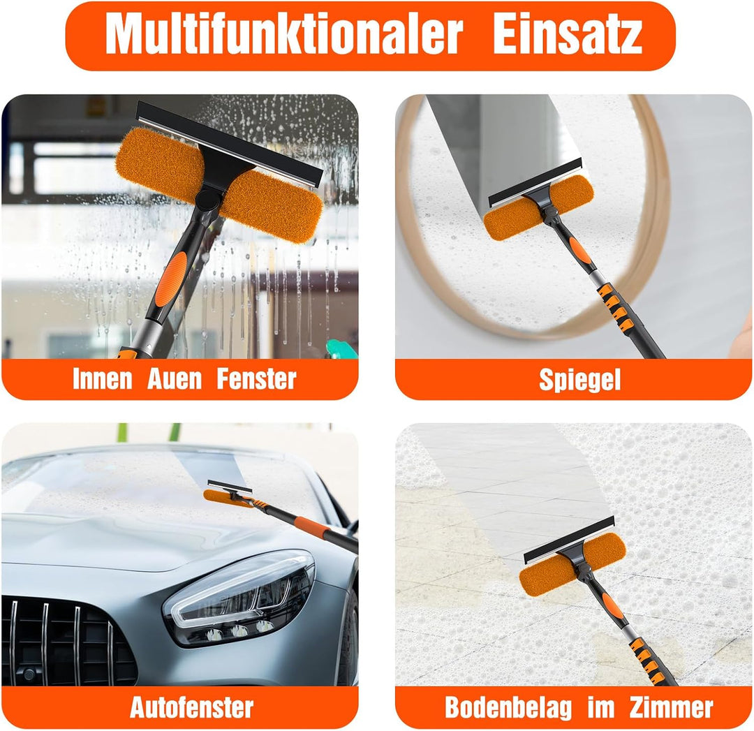 LAANPOLE 9m Fensterputzer Teleskop, 2-in-1 Fensterabzieher für die Fensterreinigung, Fensterwischer