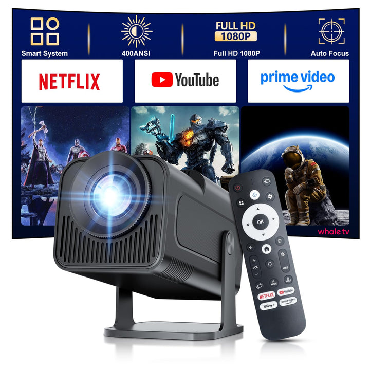 Salange Mini Beamer,kompatibel mit Netflix,4K Unterstützt Android 13, Smart Projector Portable 5G Wi