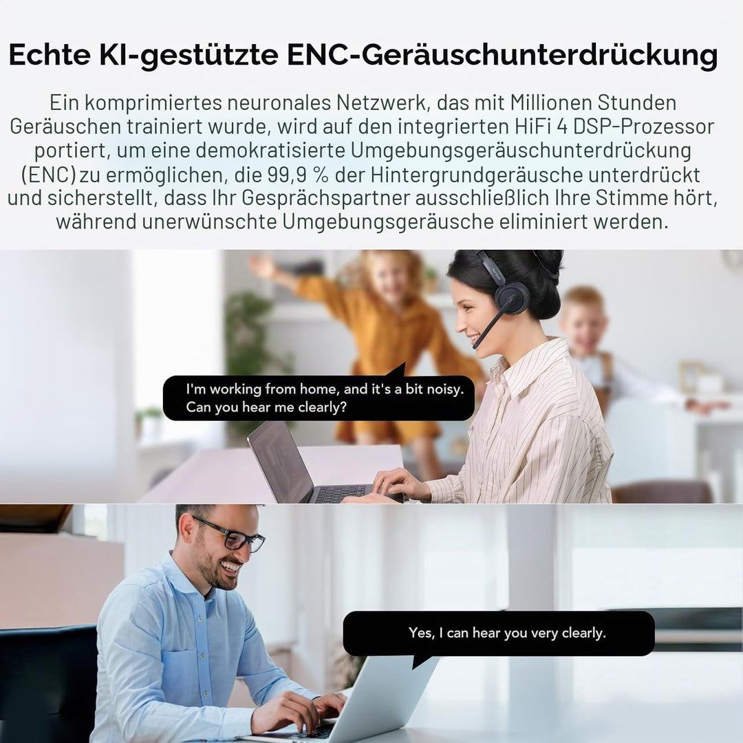 Nuroum HP31DU(2nd Gen) Bluetooth Headset mit Mikrofon Wireless, Geräuschunterdrückende Mikrofone für