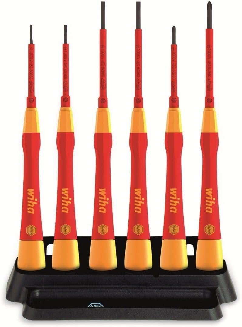 Wiha Feinschraubendreher Set PicoFinish® electric 7-teilig inkl. Halter I Schraubendreher für Elektr