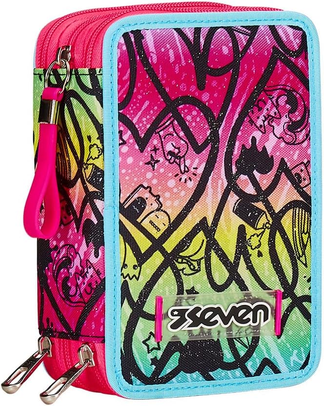 Seven Federmäppchen, Mäppchen, Mehrfarbig, Federtasche für Schreibwaren, Etui komplett mit Bleistift