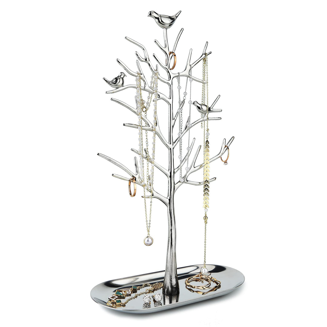 MORE&LESS Zweig Schmuckständer mit Metalltablett Farbe Luxus Baum Turm hängende Aufbewahrungsstücke