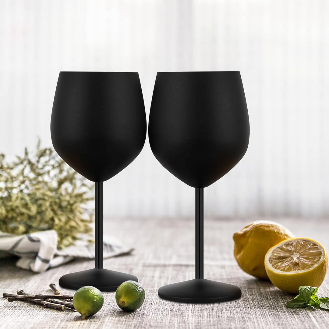 Livole Cocktailgläser aus Edelstahl, Rotweingläser mit Stiel, Unzerbrechlich Weingläser, 18Oz 550ml