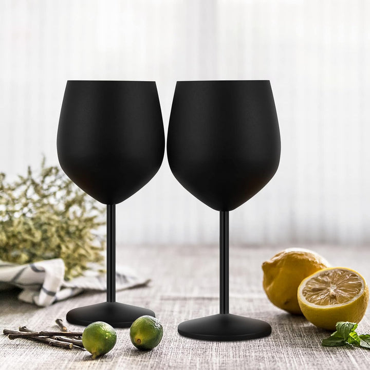Livole Cocktailgläser aus Edelstahl, Rotweingläser mit Stiel, Unzerbrechlich Weingläser, 18Oz 550ml