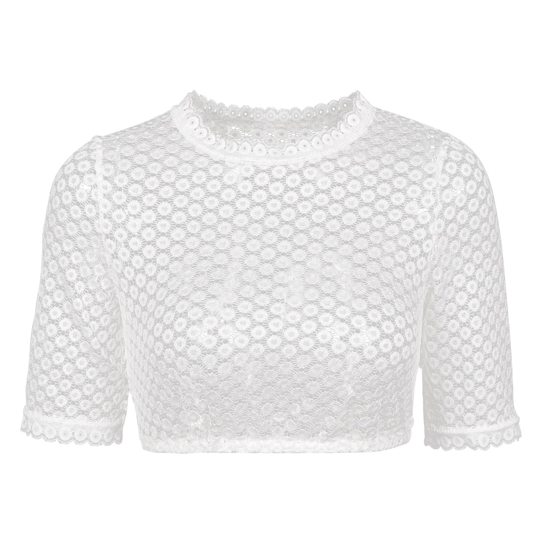 Elegante Schlichte Dirndlbluse Hochelastisch Stoff Dirndlbluse Runder Ausschnitt Trachtenbluse Kurza