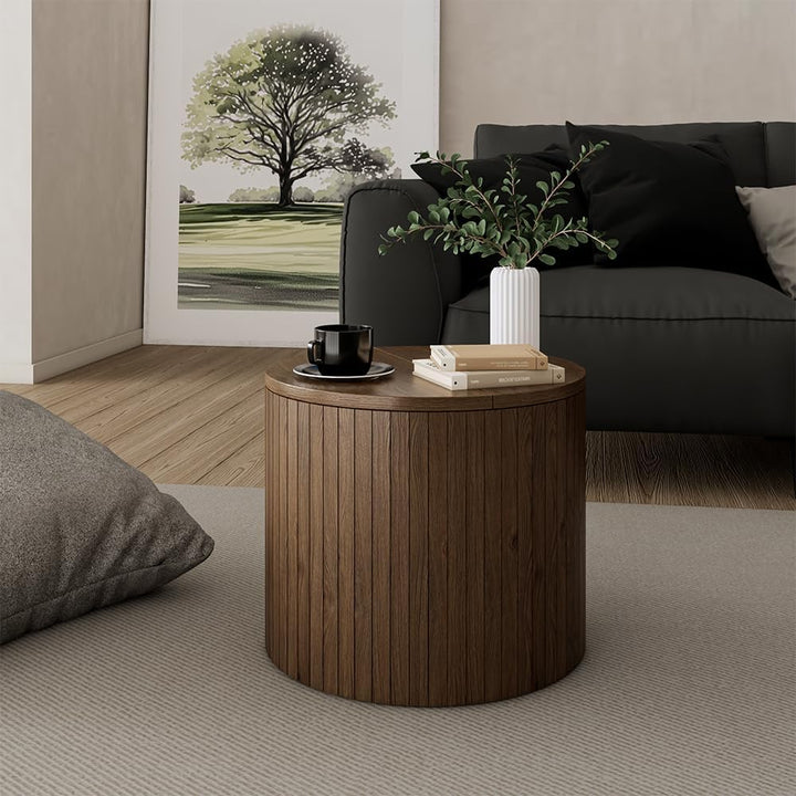 Vicco Couchtisch Tavilo, Nussbaum, 38 x 38 cm, mit Liftfunktion und Abnehmbarer Seitenwand Walnut 38