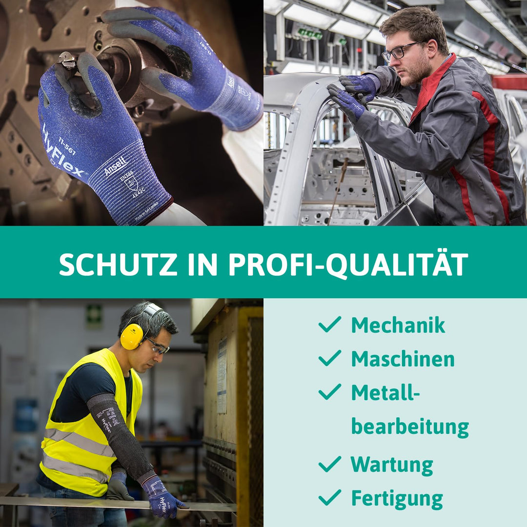 Ansell HyFlex 11-561 Schnittschutz-Handschuhe, Atmungsaktive Nitril-beschichtung, Höchste Weiterreis