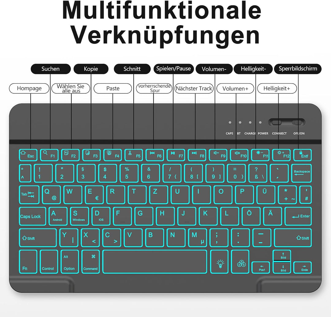 MMK Hülle mit Tastatur für iPad Air 11" M4 2026/M3 2025/M2 2024, QWERTZ | Hülle für iPad Air 5/4,Pro