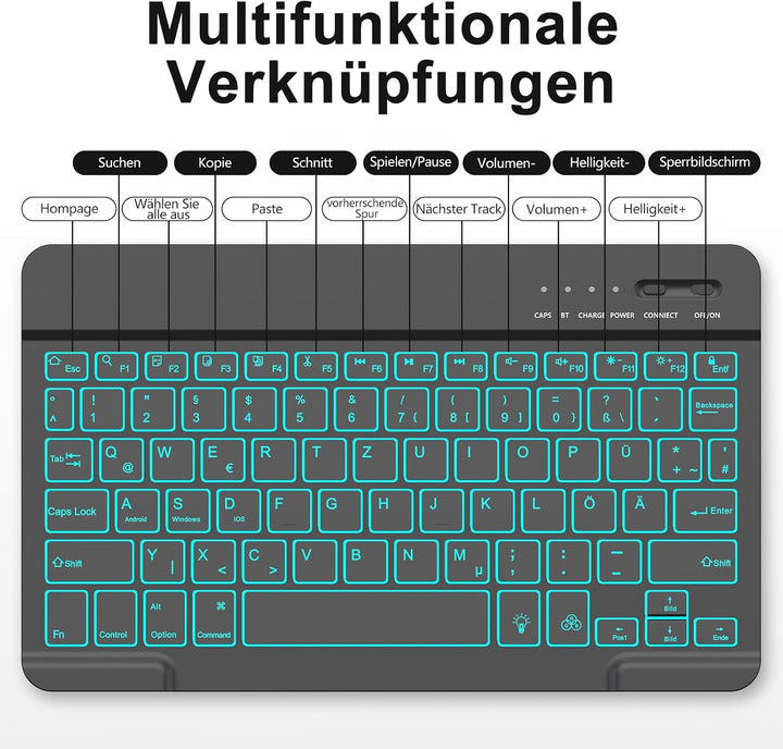 MMK Hülle mit Tastatur für iPad Air 11" M4 2026/M3 2025/M2 2024, QWERTZ | Hülle für iPad Air 5/4,Pro