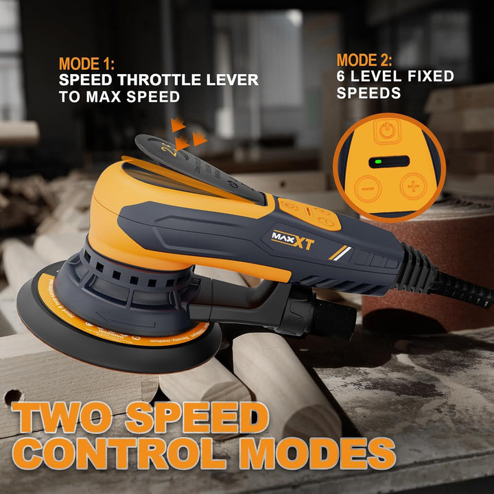 MAXXT 350W bürstenlose Exzenterschleifer mit 2,5 mm, Elektrische Schleifmaschine 150mm 4000-10000 U/