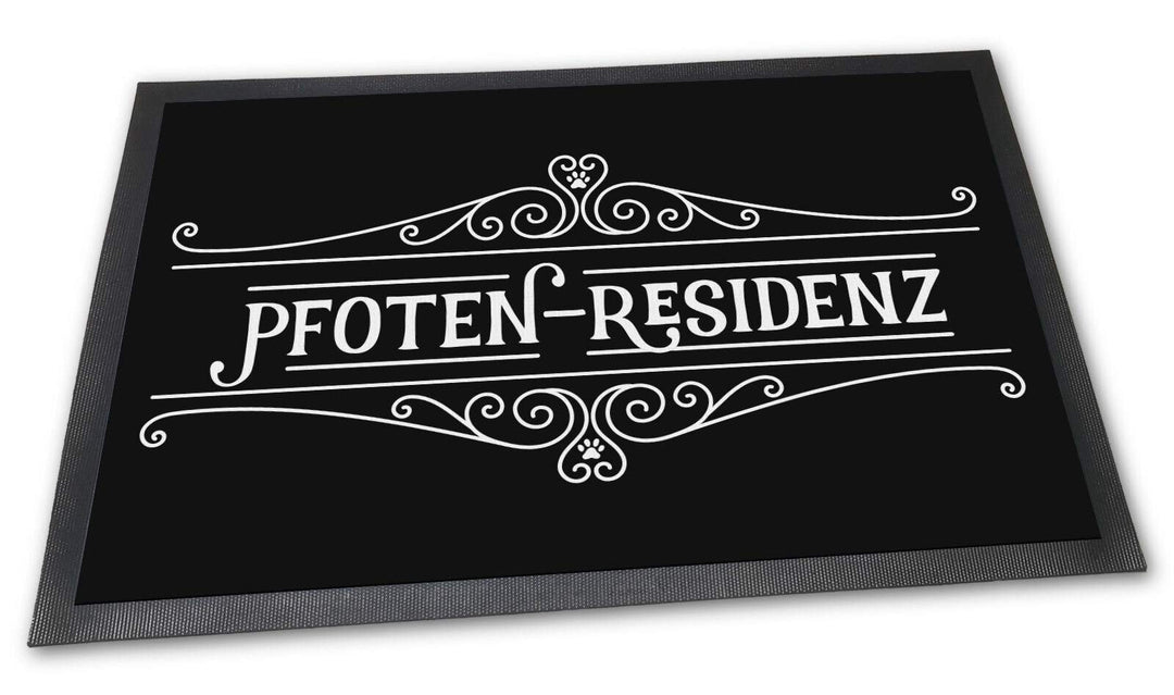 Fussmatte mit lustigem Spruch - Pfoten Residenz - Beste Geschenkidee für Familie mit Haustier - 75 x