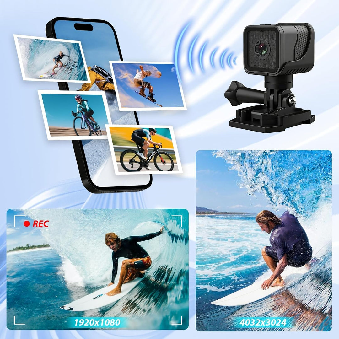 Mini Action Cam WiFi, 1080P HD &amp; 120° Weitwinkel Sportkamera, Dashcam Fahrrad für Helm und Fahrrad M
