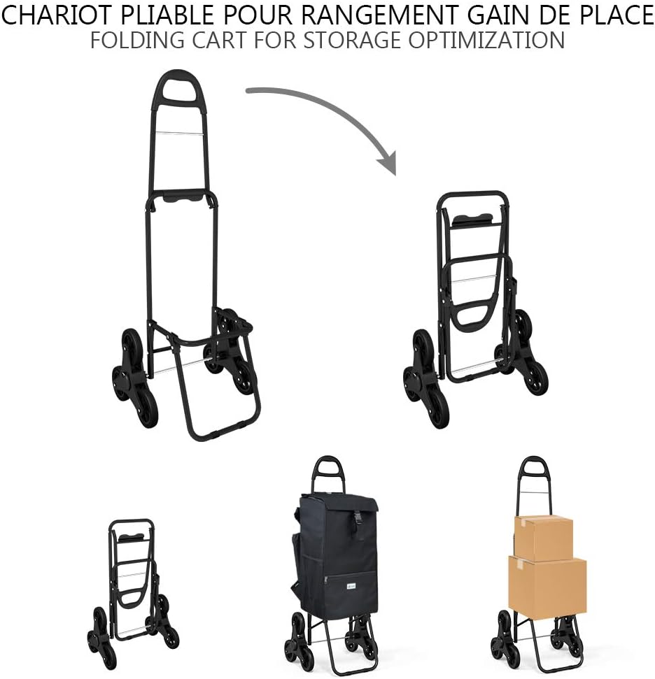 VOUNOT Einkaufstrolley Treppensteiger mit Kühlfach, Einkaufswagen Klappbar mit 3 Räder, 40 L, 40 L