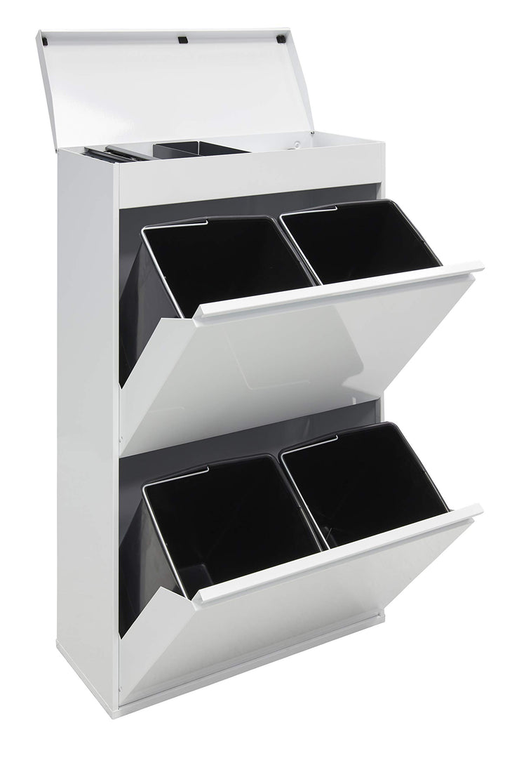Arregui Top CR621-B Recycling Abfalleimer / Mülleimer aus Stahl mit Aufbewahrungsbox mit Deckel, Mül
