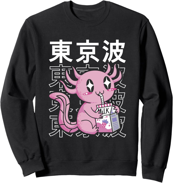 Axolotl Strawberry Milk Kawaii Ästhetik Kid Teen Anime Girl Sweatshirt