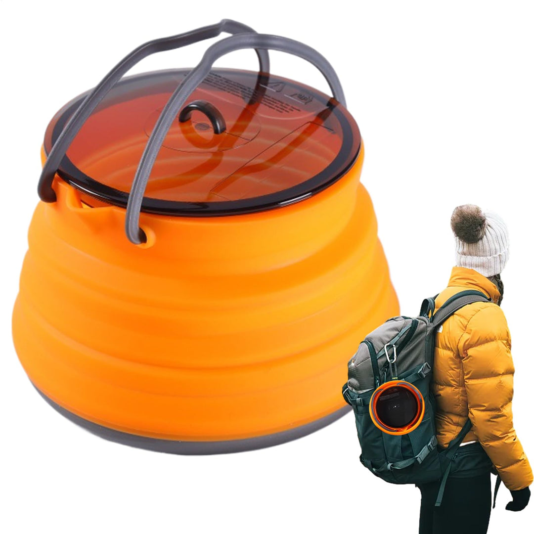 Silikon-Camping-Kochtopf, faltbarer Kaffeekessel, 1,5 l Wasserbehälter mit grossem Fassungsvermögen,