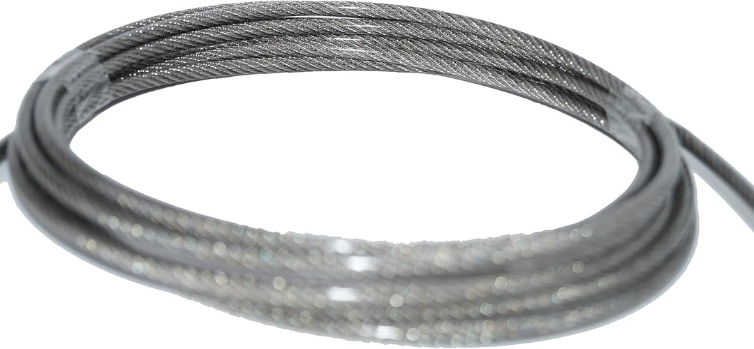 Drahtseil 5 / 7mm 10 Meter Geländerseil 5/7mm Edelstahl 7X7 ummantelt PVC klar EN 1.4401 mittelweich