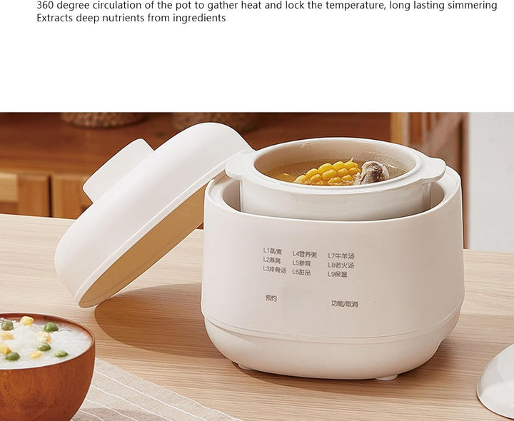 Mini Electric Eintopftopf 200W 1l Keramik Suppe Brei Kocher Anti Trockenbrand Kleiner Slow Cooker mi