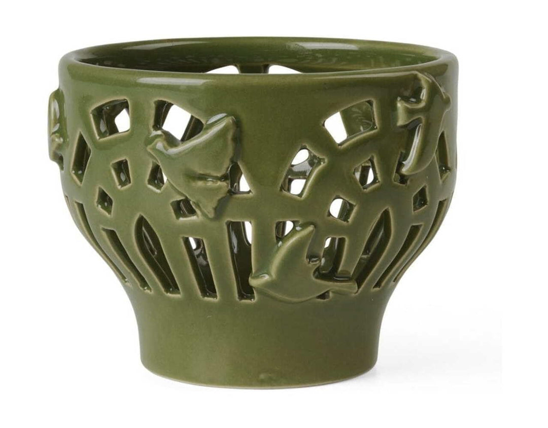 Kähler Design Orangery Garden Green Teelichthalter aus Keramik, Farbe: Grün, Masse: Durchmesser: 9.5