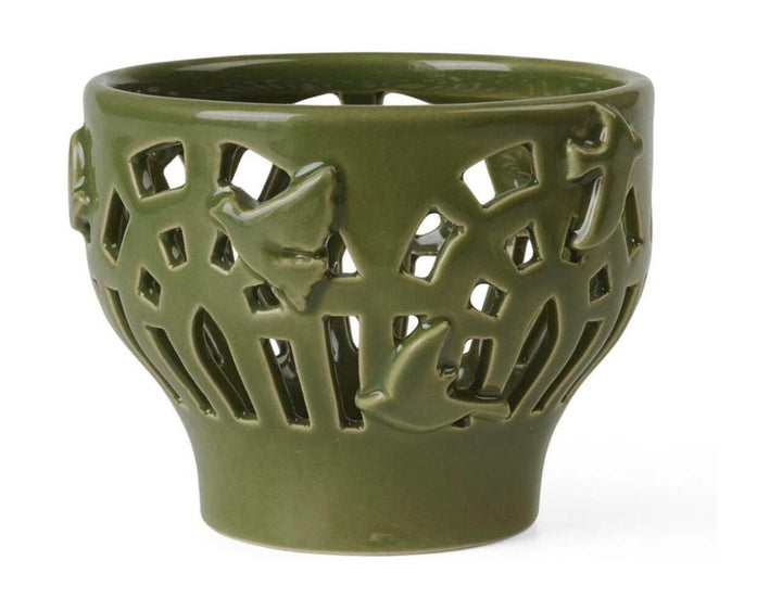 Kähler Design Orangery Garden Green Teelichthalter aus Keramik, Farbe: Grün, Masse: Durchmesser: 9.5