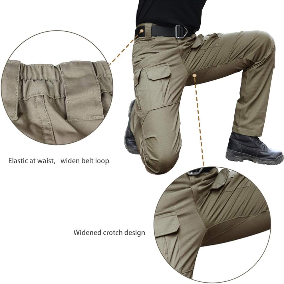 zuoxiangru Wasserfeste Herren Hose Relaxed Fit Tactical Combat Army Cargo Arbeitshose mit Mehrfachta