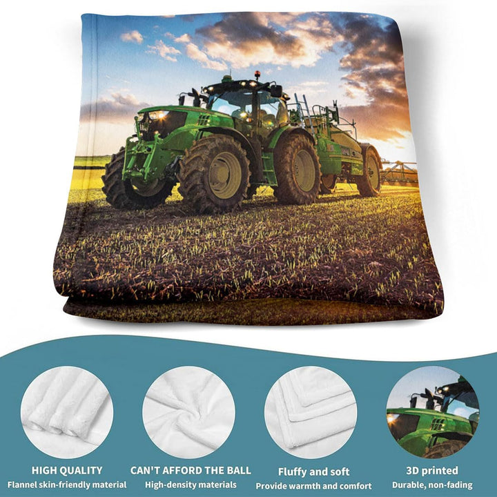 Traktor Decke, Farm Theme Flanelldecke, Für Kinder Jungen Erwachsene, Weiche Warme 130x150cm (Cloud-