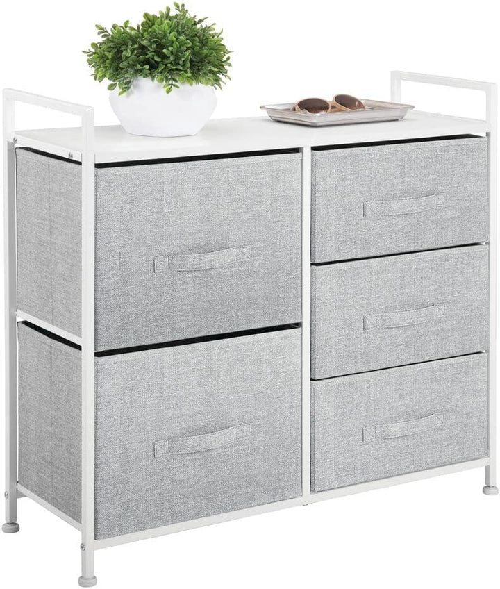 mDesign Kommode aus Stoff – schmaler Schrank Organizer mit 5 Schubladen – praktisches Aufbewahrungss