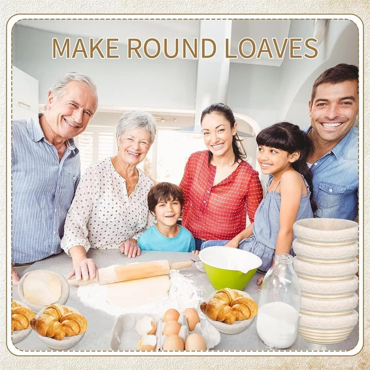Gärkörbchen Rund aus 6 Stück, Mini Brot Backen mit Gärkörbchen Set, 6 Zoll Kleine Banneton Körbe, Zu