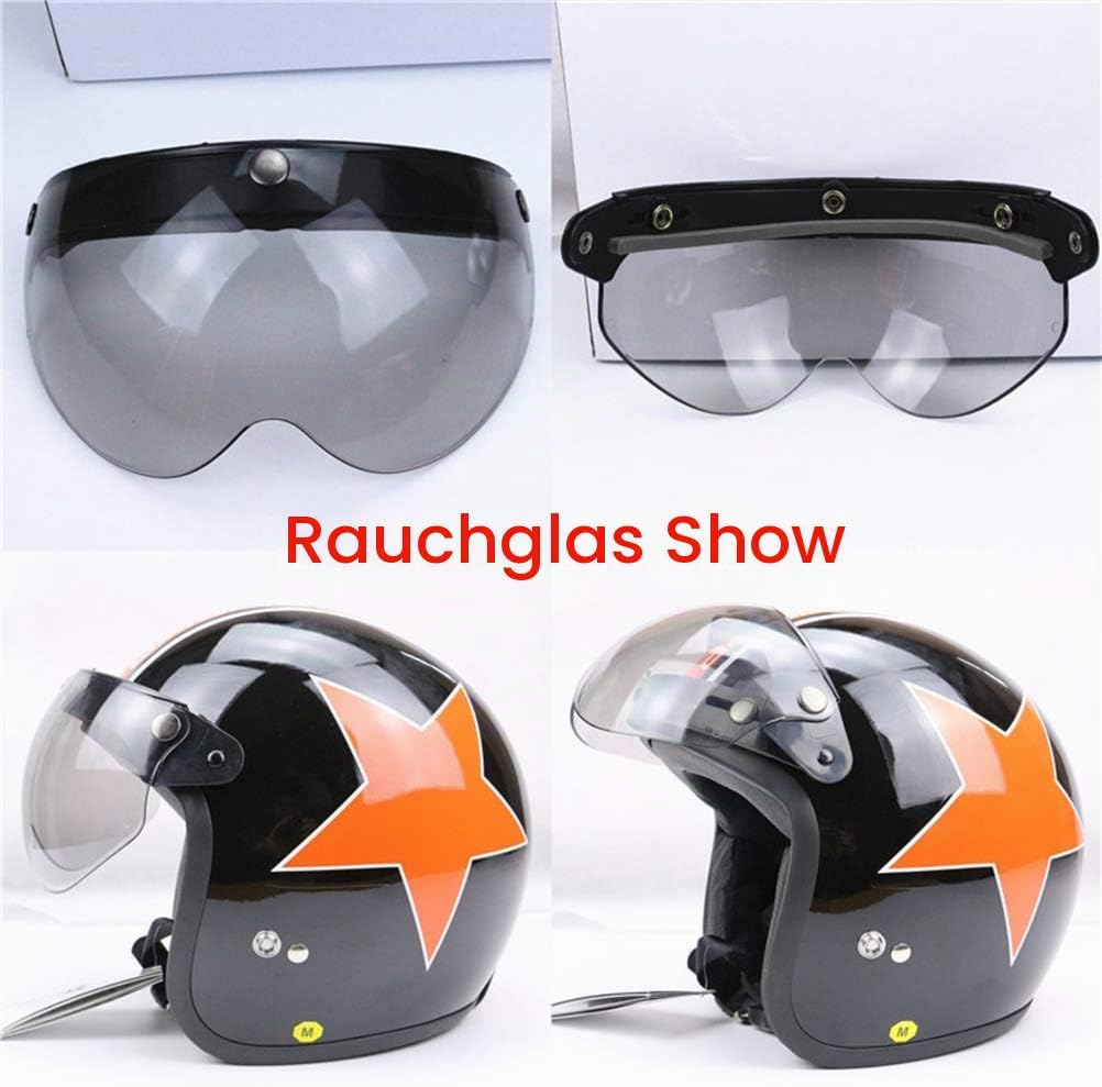 SPYMINNPOO Visier für Motorradhelme, Universelles 3-Snap-Retro-Helmvisier, Winddichtes Halbgesichtsh