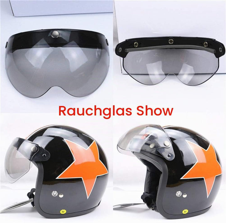 SPYMINNPOO Visier für Motorradhelme, Universelles 3-Snap-Retro-Helmvisier, Winddichtes Halbgesichtsh