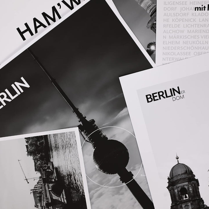 Berlin Poster - Wohnzimmer Bilder Set für Berliner - Geschenk Idee zum Einzug/Umzug - Hauptstadt - o