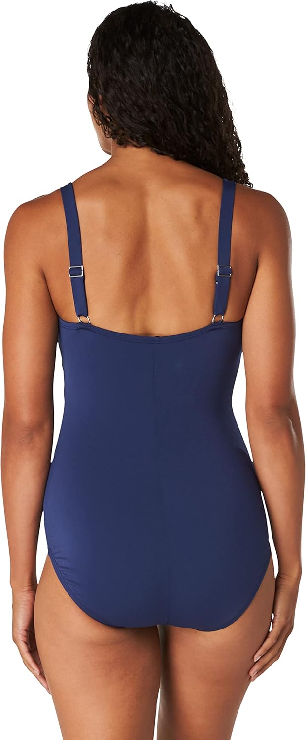Speedo Damen Einteiler Endurance+ Gerafftes Tanktop moderater Schnitt Badeanzug Peacoat 10, Peacoat
