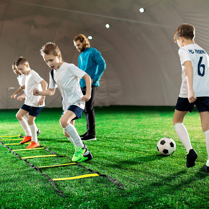 Bramble Fussball Trainingszubehör Kinder - 10 Hütchen & 6m Koordinationsleiter - Fussball Sachen Tra