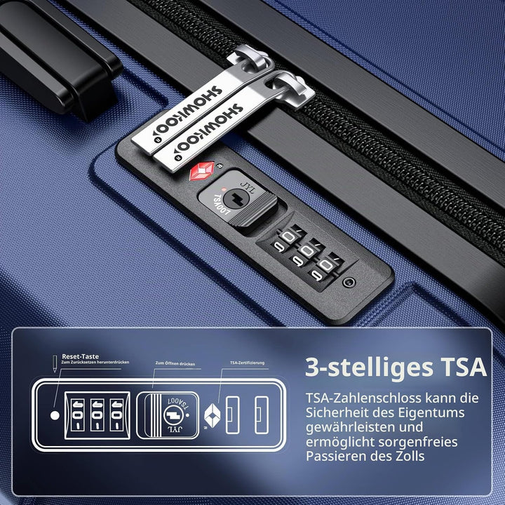 SHOWKOO Koffer Gross Hartschale Leicht ABS+PC Erweiterbar Reisekoffer Haltbar Handgepäck Sets 4 Roll