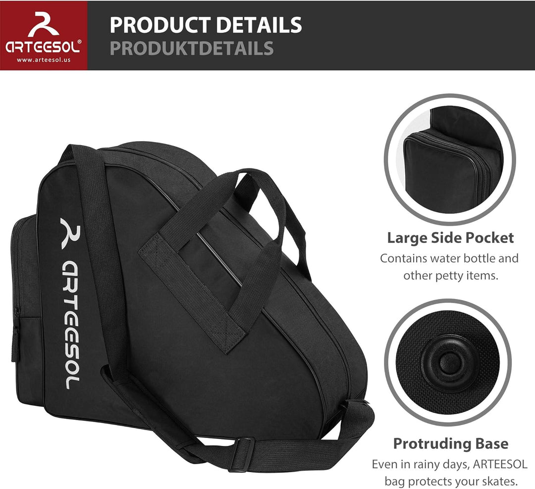 Rollschuhe Tasche, Inliner Tasche, Schlittschuhe Tasche, Skatertasche für Kinder/Erwachsene Schwarz,