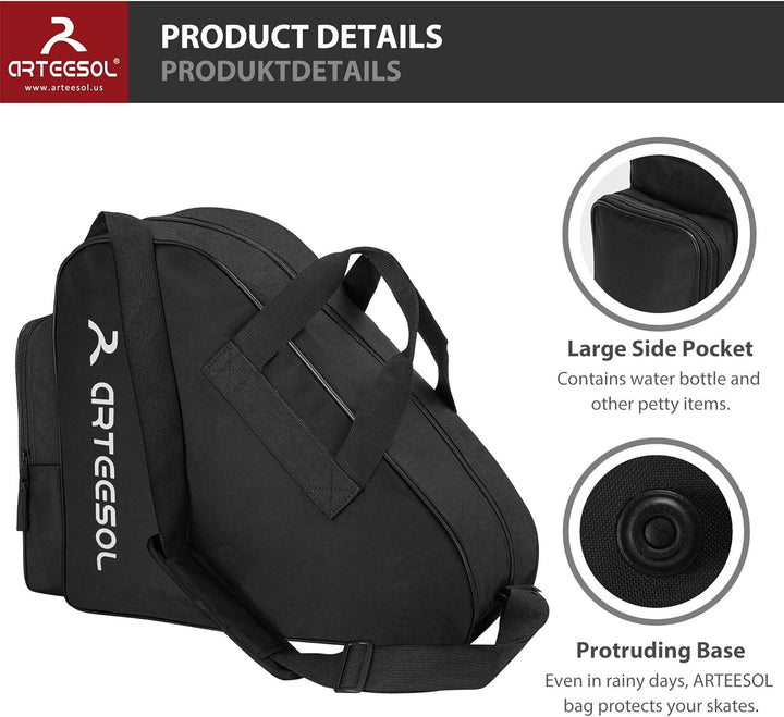 Rollschuhe Tasche, Inliner Tasche, Schlittschuhe Tasche, Skatertasche für Kinder/Erwachsene Schwarz,