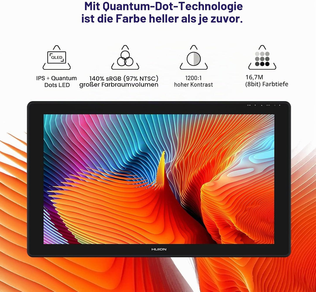 HUION Kamvas 24 Plus 2.5K QHD Grafiktablett mit Display, 140% sRGB Volllaminierter QD-Zeichnungsmoni