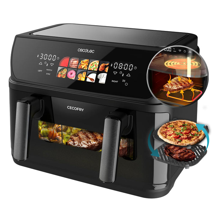 Cecotec Heissluftfritteuse ohne Öl - 10L - Grill - Doppelwiderstand - Air Fryer Cecofry&amp;Grill Duohea